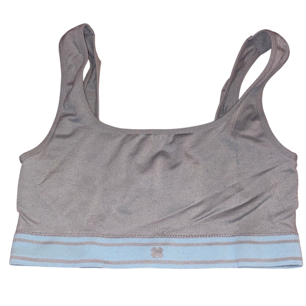 Lucky Brand Womens Gray Blue Sports Bra Lounge Bralette Stretch, Size XL